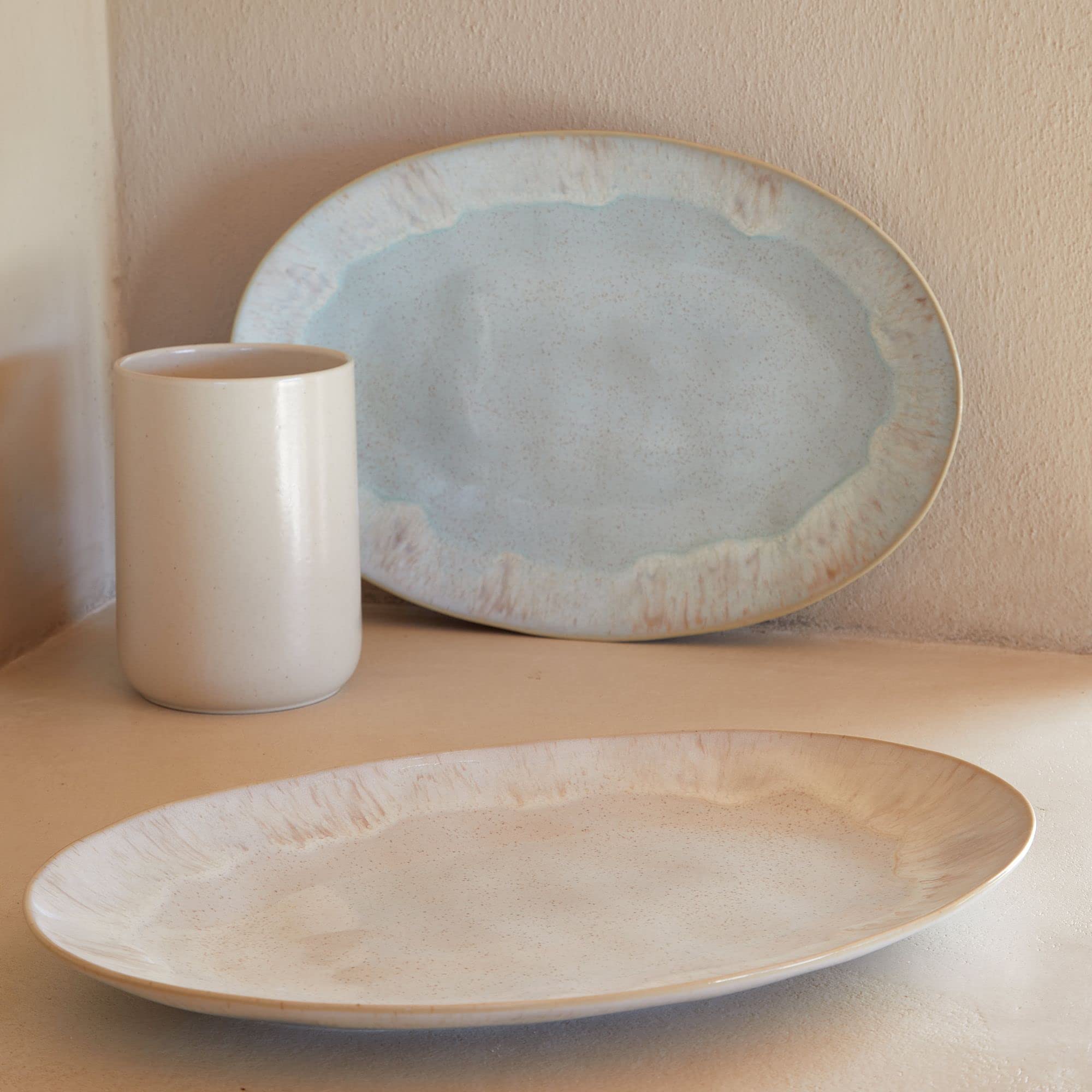 Casafina 18-Inch Oval Ceramic Platter - Eivissa Collection, Sea Blue | Microwave, Dishwasher & Oven Safe Stoneware | Food Safe Glaze | Restaurant Quality Serving Dish for Entertaining, Holiday Dinners & Buffet Style Meals