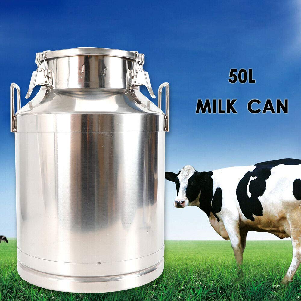 50L/13.25 Gallon Stainless Steel Milk Can with Silicone Seal - Multi-Purpose Liquid Storage Container for Milk, Wine, Oil & Beverages - Ideal for Farm, Dairy, Brewing & Commercial Use
