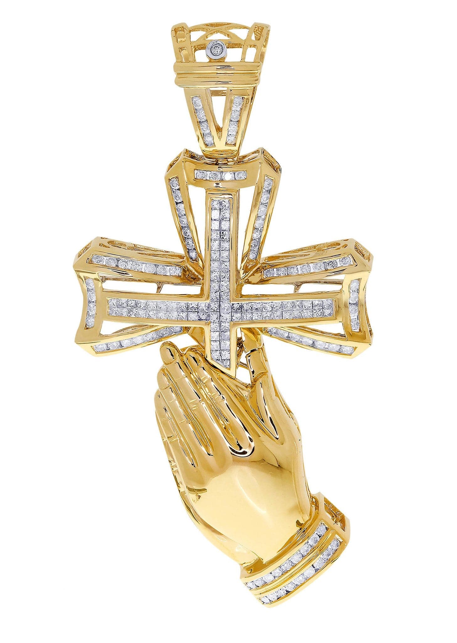 2.65 Carat Diamond Cross Pendant Necklace - 29.58 Grams Solid Gold Religious Jewelry for Women - Perfect for Baptism, First Communion & Wedding Gifts
