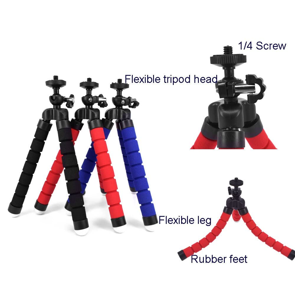 RajoNN Flexible Octopus Tripod Stand with Sponge Grip - Adjustable Phone Holder for Live Streaming, Vlogging & Photography - Compatible with Smartphones & Mini Cameras (Black, No Clip) - Perfect for Travel, YouTube & Social Media Content Creation