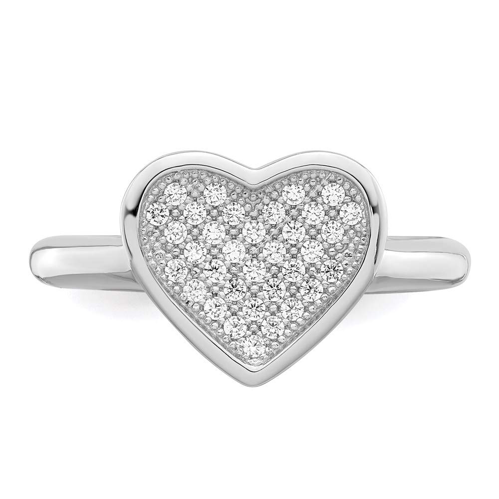 925 Sterling Silver Cubic Zirconia Heart Ring for Women - Elegant Embers Design, Size 6 | Perfect Valentine's Day Gift, Anniversary Present & Everyday Fashion Jewelry