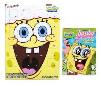 SpongeBob SquarePants 2-Piece Holiday Gift Set - Christmas Advent Calendar & Coloring Book for Kids | Fun Countdown Activity & Creative Coloring for Holiday Season