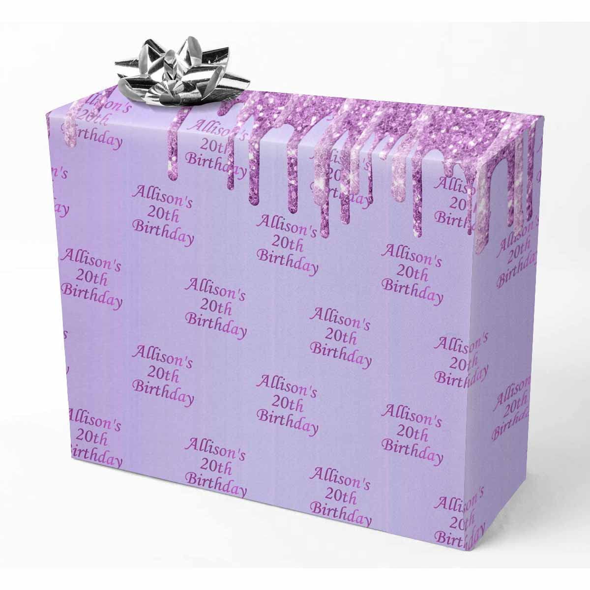 Custom Personalized Photo Birthday Gift Wrapping Paper - Purple Sparkling Happy Birthday Wrap for Friends, Mom & Dad - Eco-Friendly Recycled Gift Wrap Roll (1 Roll) - Perfect for Birthday Parties, Anniversary Gifts & Special Occasions