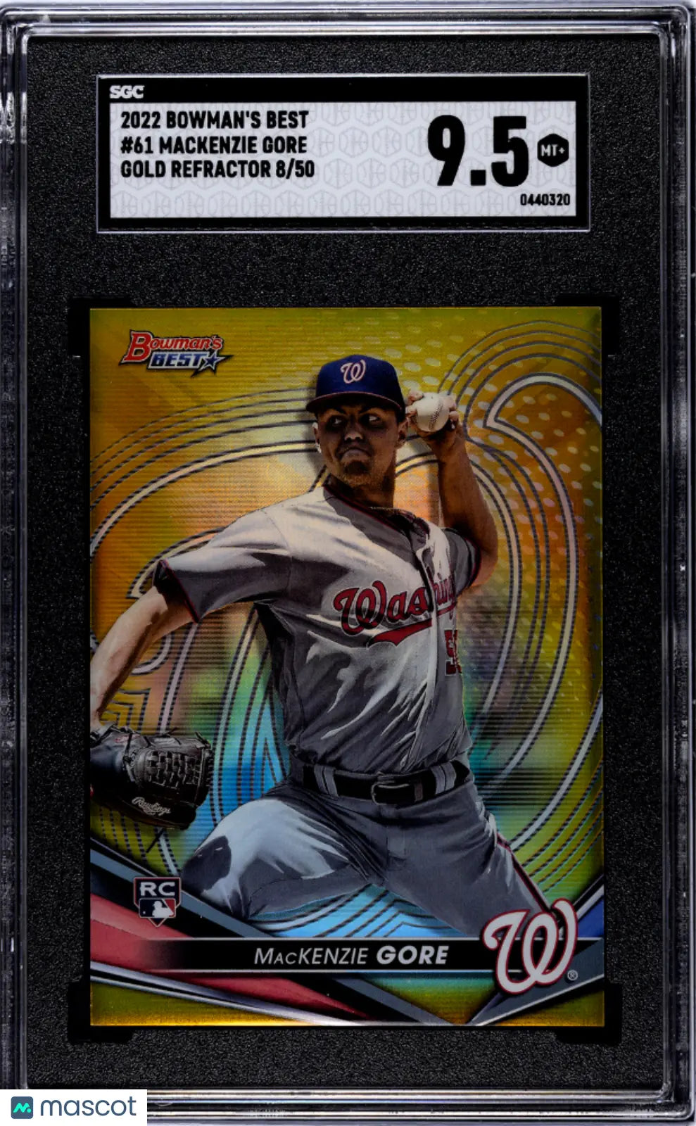 2022 Bowman's Best Mackenzie Gore RC Rookie Gold Refractor Baseball Card SGC 9.5 Gem Mint /50 - Perfect for Collectors, Investors & Sports Memorabilia Enthusiasts