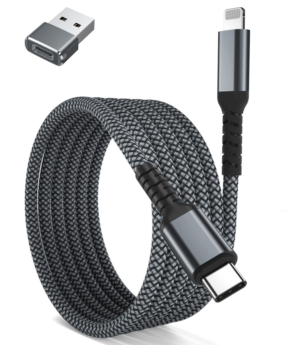 Basesailor 3.3FT USB Type C to Lightning Cable with USB A Adapter - Fast Charging Cord Compatible with iPad 8th/9th Gen, iPhone 14/13/12/11/XR/XS/X/8/7/6/SE & More - Perfect for Home, Office & Travel Charging