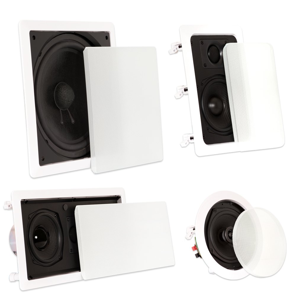 Theater Solutions TST55 In-Wall & In-Ceiling 1150W 5.1 Channel Home Theater Speaker System - Perfect for Home Cinema, Gaming & Music Listening