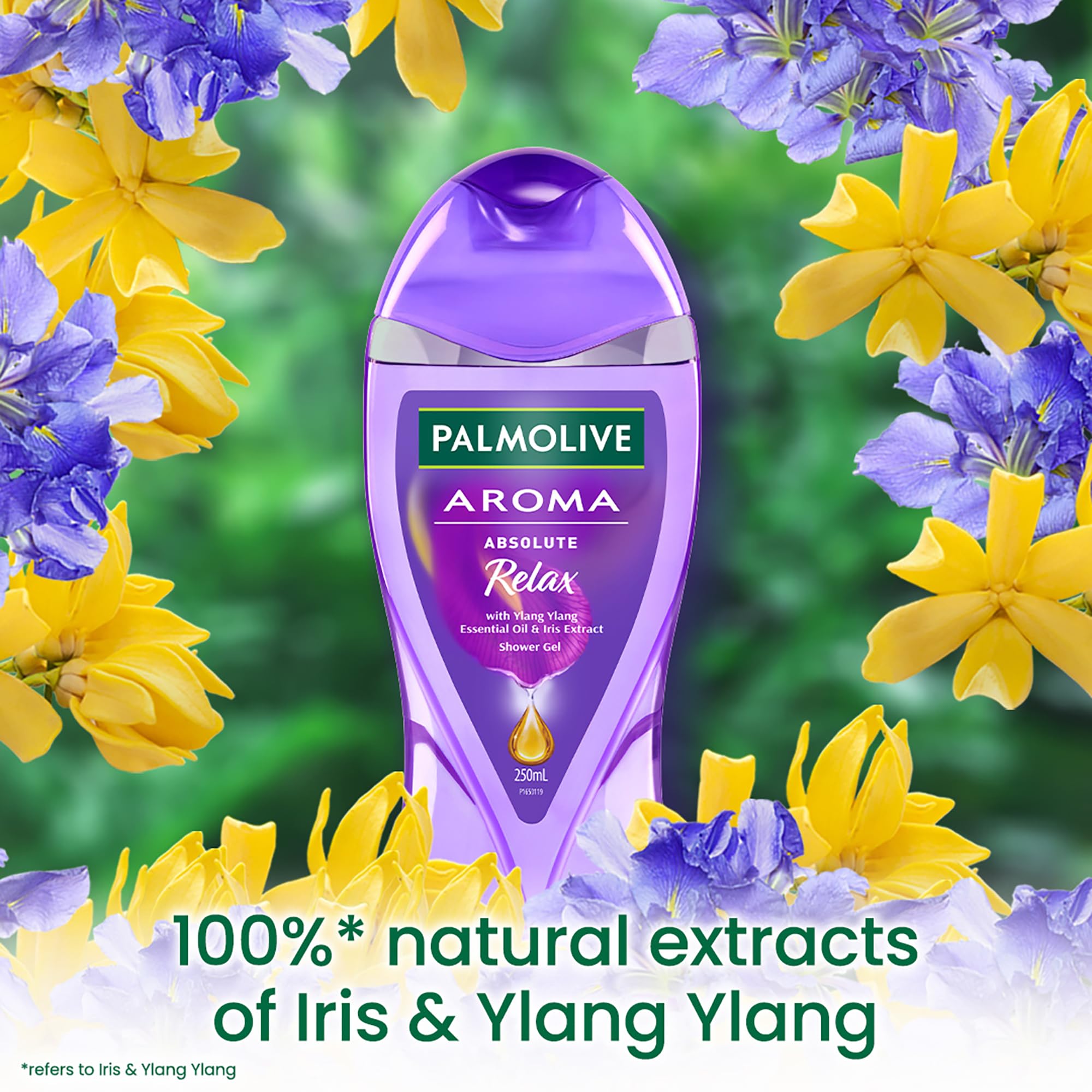 Palmolive Iris Flower & Ylang Ylang Essential Oil Body Wash - Moisturizing & Relaxing Shower Gel for Soft, Youthful Skin | Paraben-Free, Silicone-Free, pH Balanced | 2-Pack (17oz Each) | Perfect for Stress Relief & Aromatherapy Bath Time