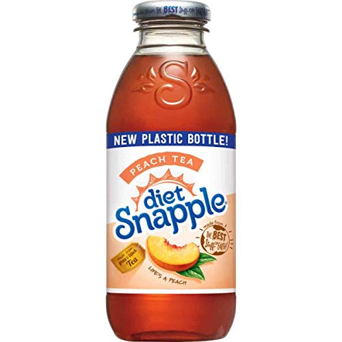 Snapple All Natural Diet Peach Tea - 16 oz Plastic Bottles (Pack of 6) | Refreshing Iced Tea for Summer, Office & Home | Sugar-Free Fruit Flavored Beverage