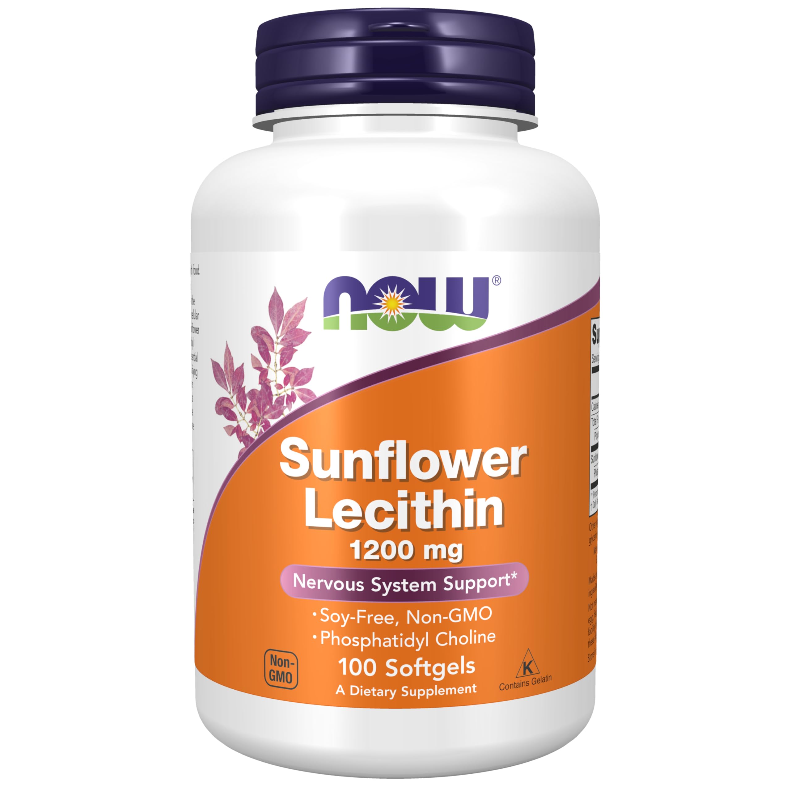 NOW Foods Sunflower Lecithin 1200mg Softgels with Phosphatidyl Choline - 100 Count | Brain Health & Liver Support Supplement | Perfect for Smoothies, Baking & Daily Wellness