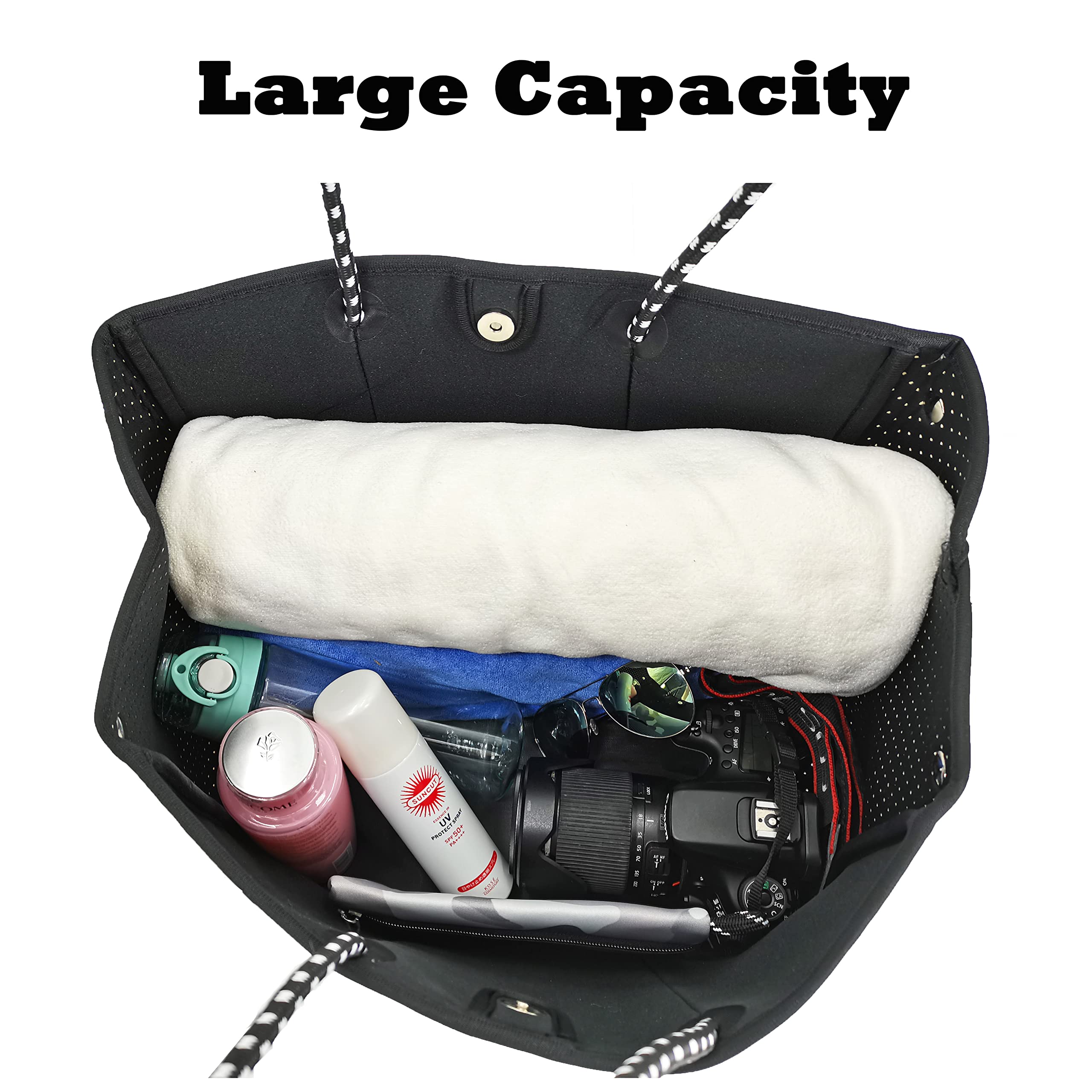 Waterproof Neoprene Tote Bag for Women & Men - Lightweight Beach Bag, Travel Shoulder Bag, Pool Bag - Perfect for Summer Outings, Swimming, Gym & Shopping