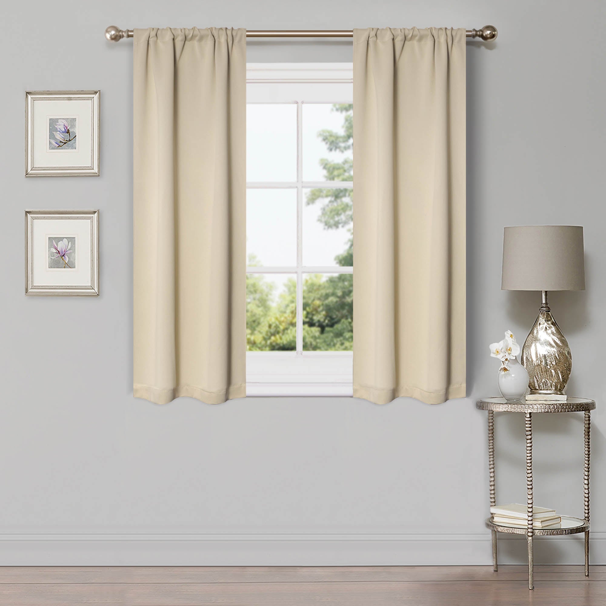 Blackout Curtains for Bedroom - Solid Classic Modern Rod Pocket Curtain Set, Thermal Insulated & Noise Reducing, Perfect for Home, Office, and Nursery (Black)