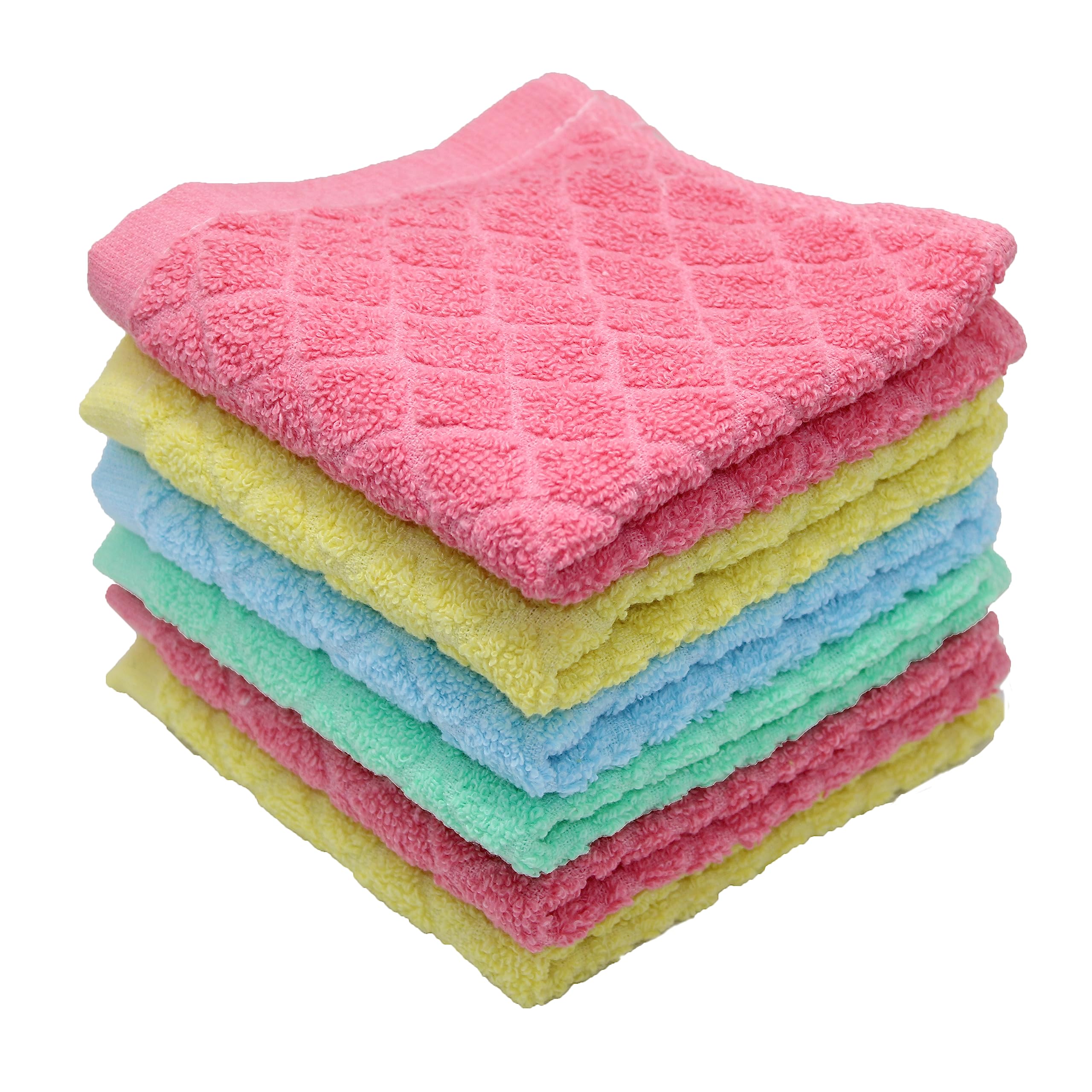 Premium 400 GSM Pure Cotton Printed Face Towels - Ultra Soft & Super Absorbent Handkerchiefs for Women, Kids & Babies - 6 Pack (25x25 cm) Multicolor - Perfect for Daily Use, Travel, Gym & Nursery Care