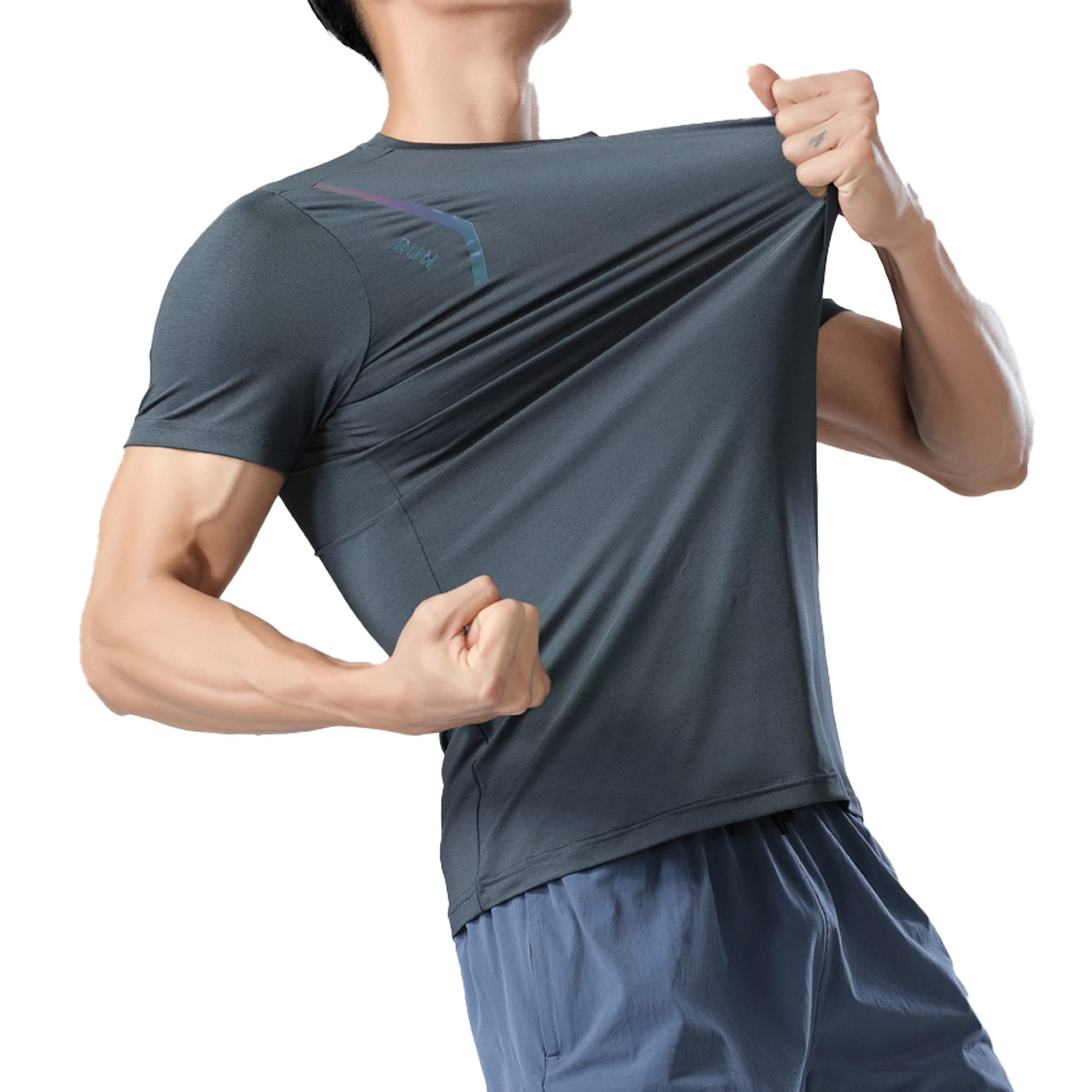 Men's Summer Slim Fit Moisture Wicking Active Athletic Short Sleeve Crew T-Shirt - Breathable Quick Dry Workout Tee for Running, Gym & Outdoor Sports