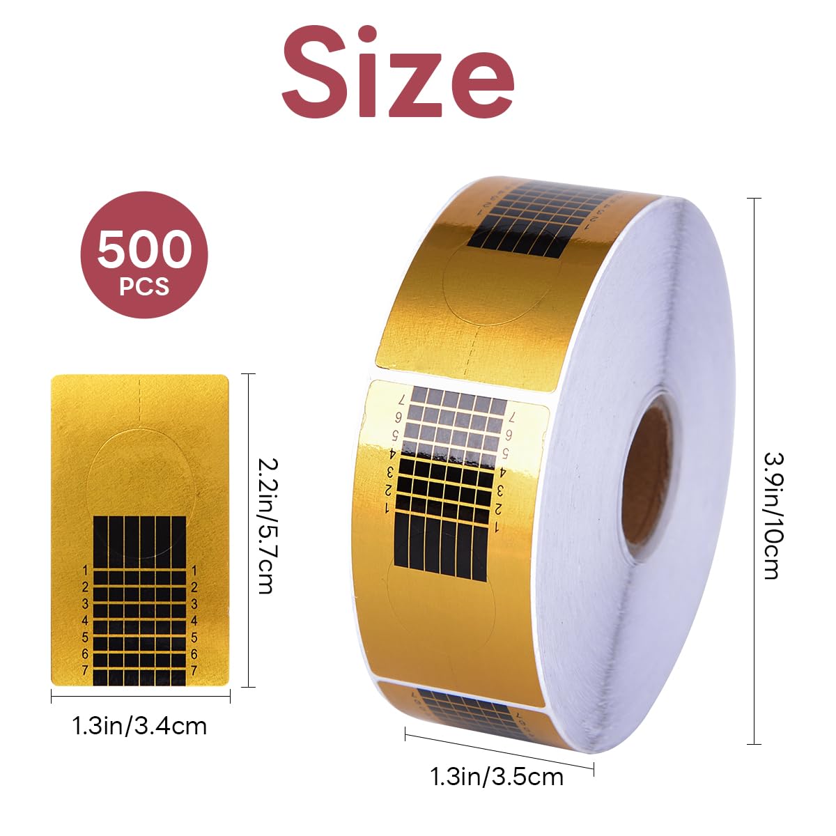 500PCS Nail Extension Forms with Numbers - Polygel & Acrylic Nail Art Supplies, Gold Horseshoe Dual Forms for UV Gel Manicure - Perfect for Salon, Home DIY & Professional Nail Artists
