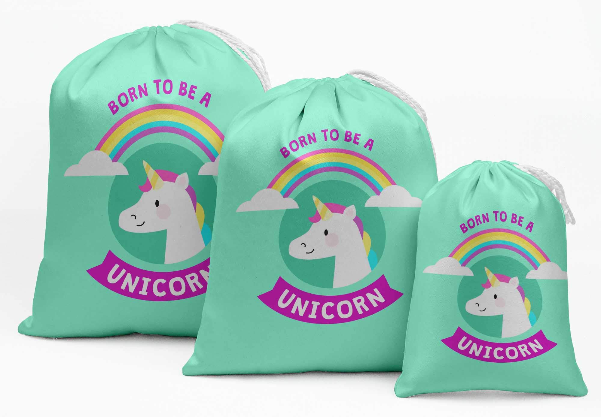 Darling Souvenir Green Rainbow & Unicorn Birthday Party Favor Bags - 15pcs Gift Pouches for Kids Birthday, Baby Shower & Themed Party Decorations