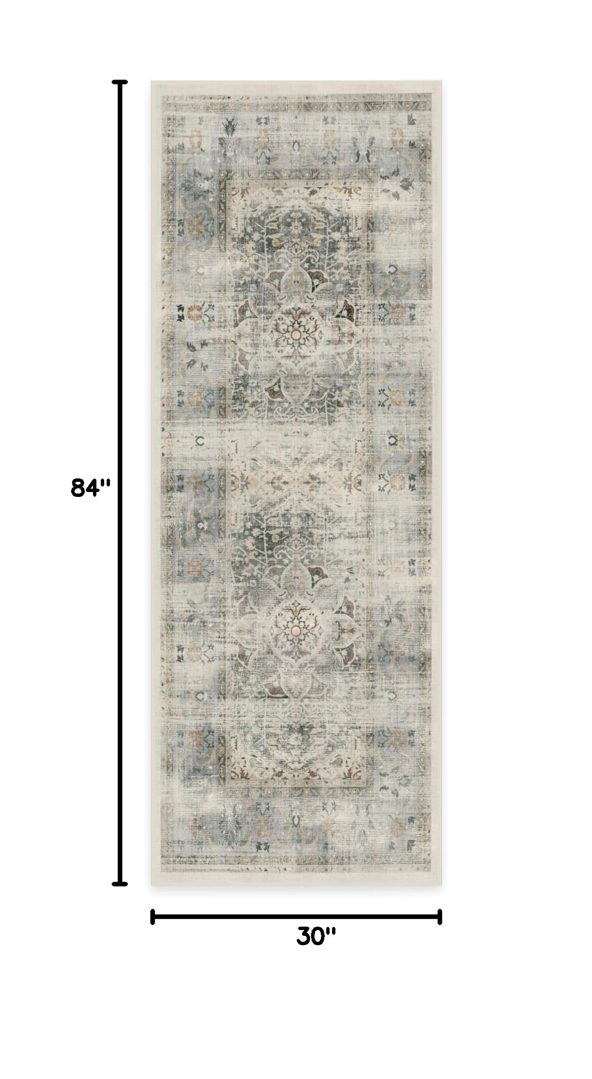 Ruggable Washable 2x7 Runner Rug - Sarrah Sage | Non-Slip Premium Hallway, Kitchen, Entryway Rug | Machine Washable Runner for Living Room, Bedroom, Office | Perfect for High Traffic Areas & Pet-Friendly Homes