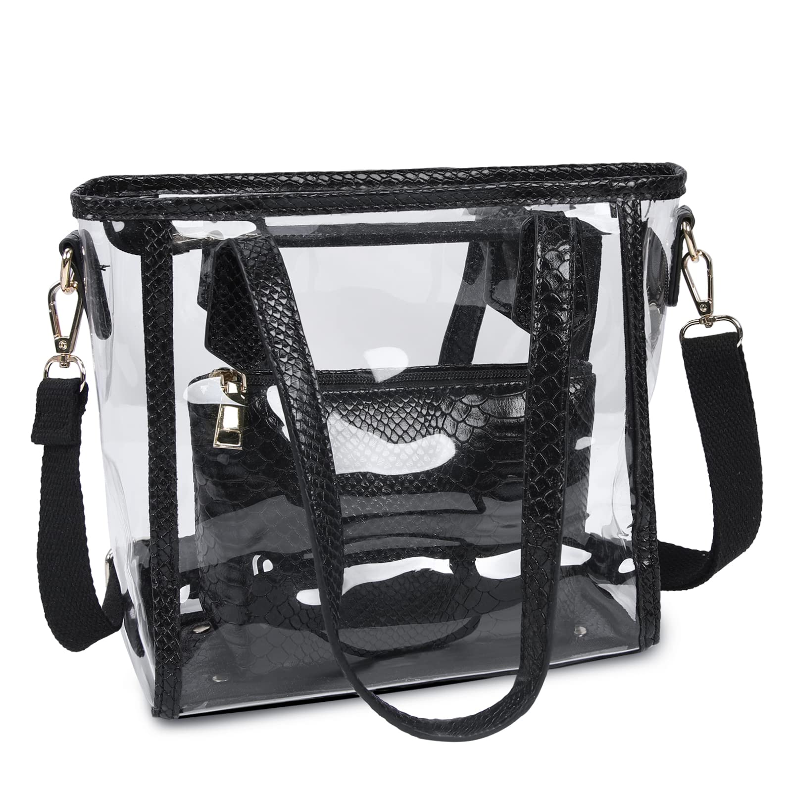 KTMOUW Clear Stadium Approved Bags 2-Pack - Waterproof Transparent Tote with Shoulder Strap for Women | Perfect for Work, Concerts, Sports Events & Airport Security
