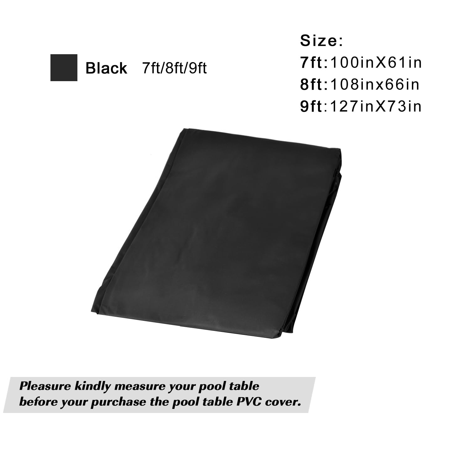 Waterproof & Dustproof PVC Pool Table Cover for 7, 8, 9 Ft Billiard Tables - Black (7 Feet) - Perfect for Indoor & Outdoor Protection, Game Room & Basement Use