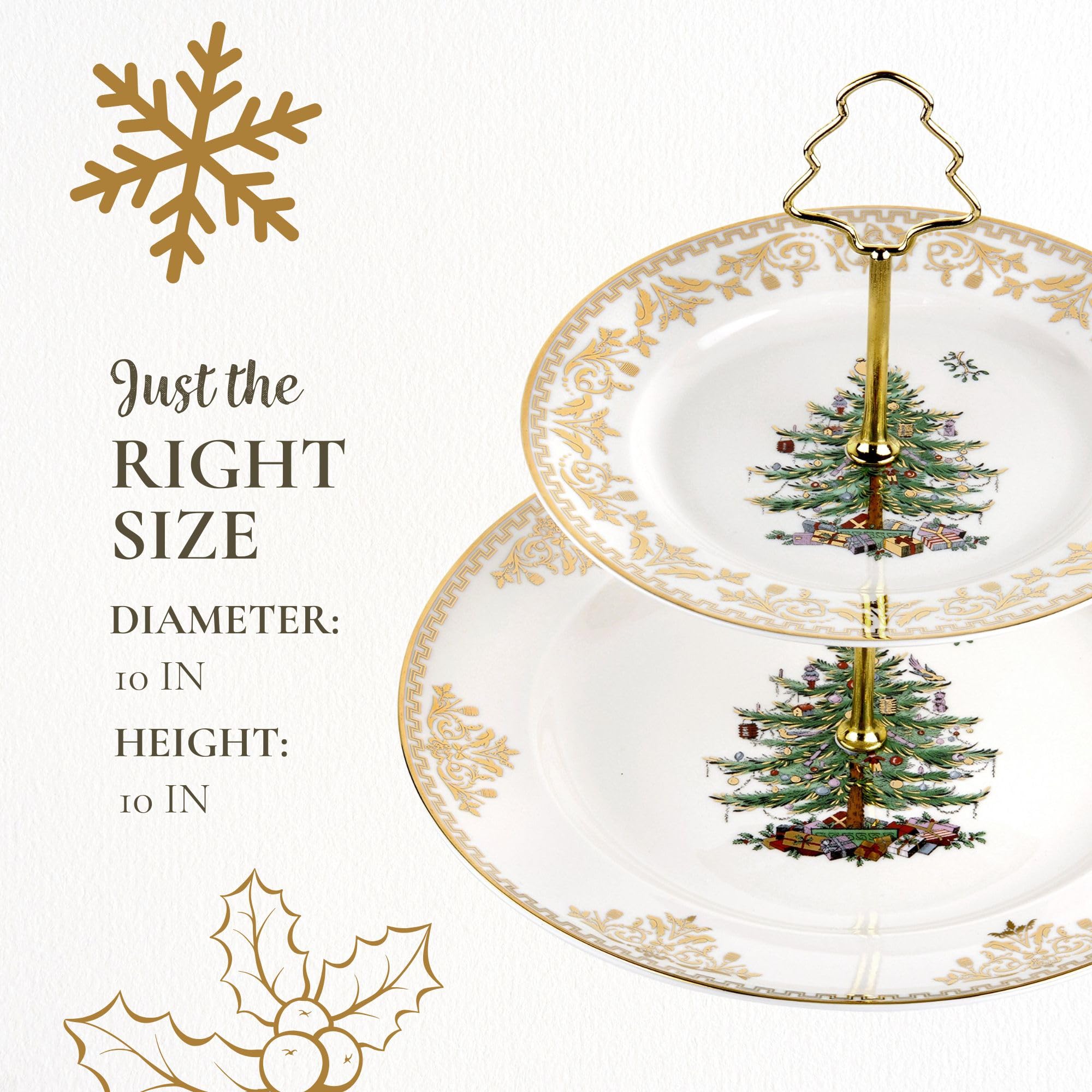 Gold Christmas Tree Cake Stand - Elegant Holiday Dessert Display for Parties, Weddings & Festive Celebrations
