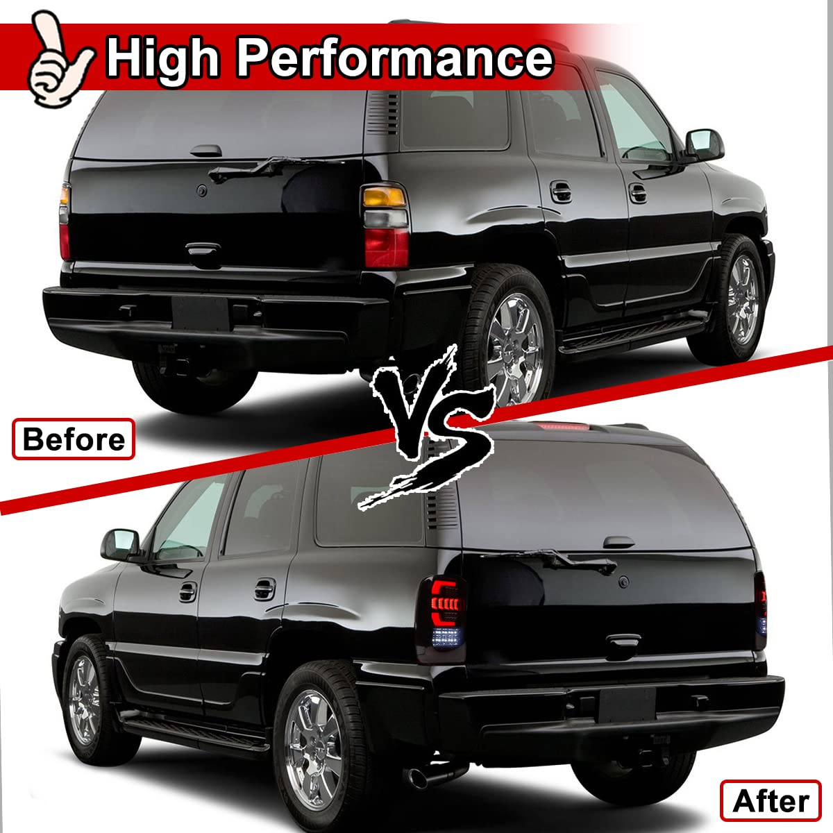 Nixon Offroad LED Tail Lights for 2000-2006 Chevy Suburban 1500/2500, Tahoe & GMC Yukon - Matte Black Housing with Smoke Lens - Direct Replacement Rear Lamp Assembly (1 Pair) - Perfect for Off-Roading, Night Driving & Vehicle Customization