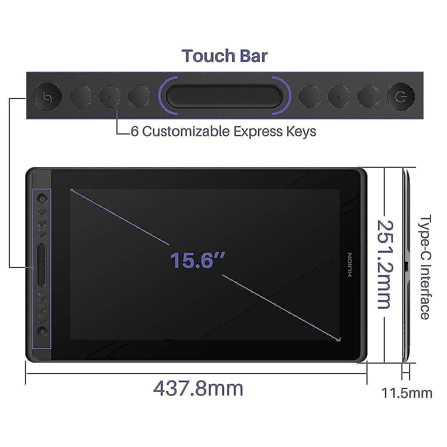 HUION KAMVAS Pro 16 Drawing Tablet with Screen - 15.6 Inch Graphic Monitor with Full Laminated Anti-Glare Glass, 6 Customizable Shortcut Keys & Adjustable Stand - Digital Art Tablet for Artists, Designers, Illustrators - Perfect for Digital Painting, Animation, Photo Editing on Windows/Mac/Linux