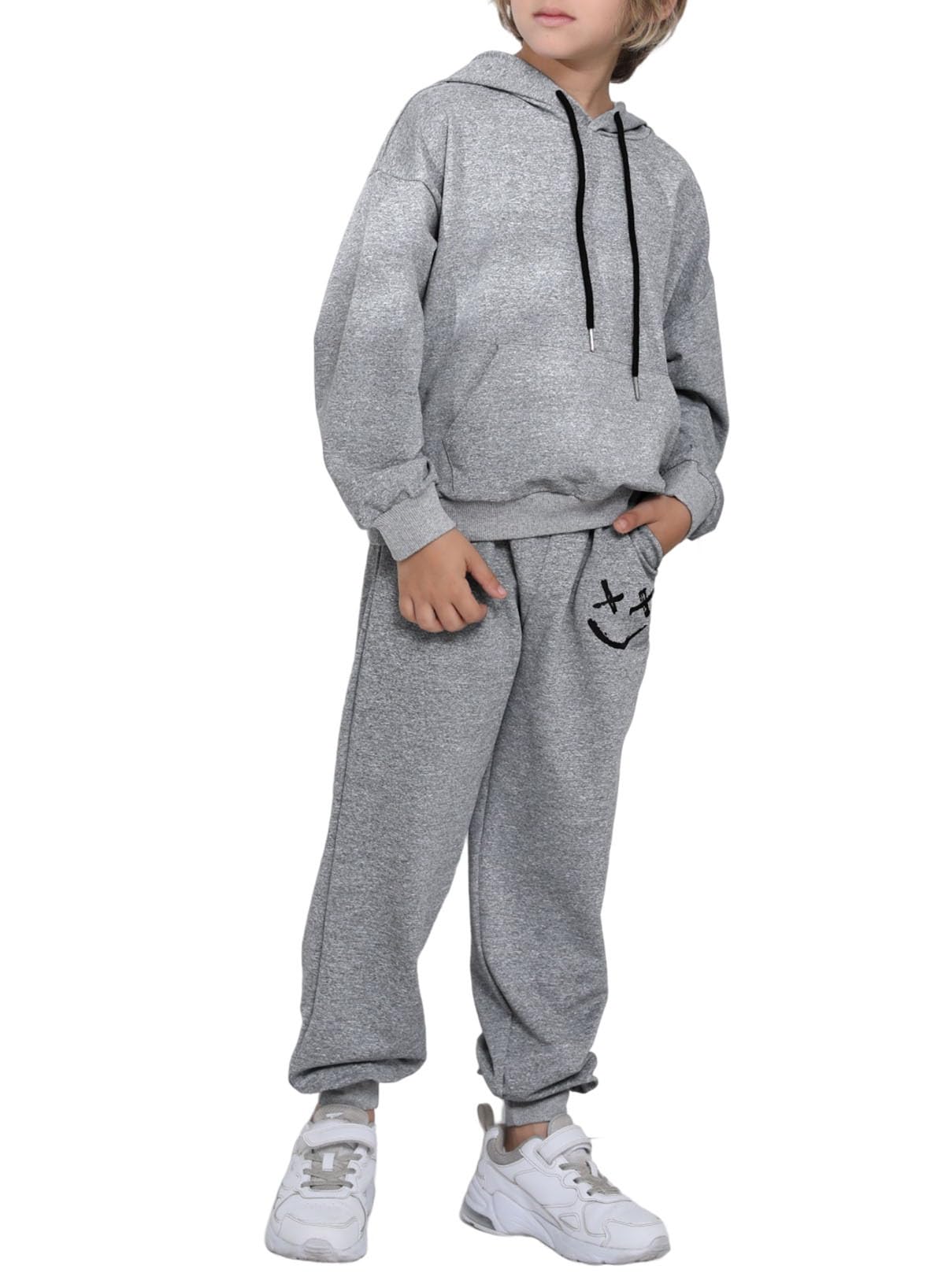 Blibean Unisex Kids Smile Printed Hoodie and Pants Set - Cute Casual Outfit for Boys & Girls Ages 4-15 - Perfect for School, Playdates & Family Outings