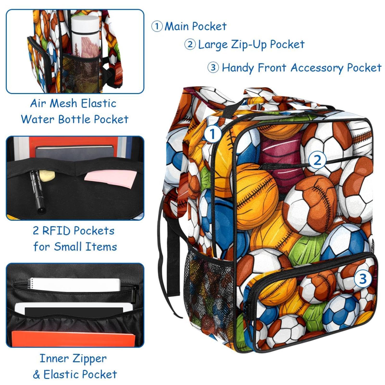 Best Travel Backpack for Men & Women - Durable Sports Backpack for Basketball, Football, Volleyball | Perfect for Gym, School, Hiking & Outdoor Adventures