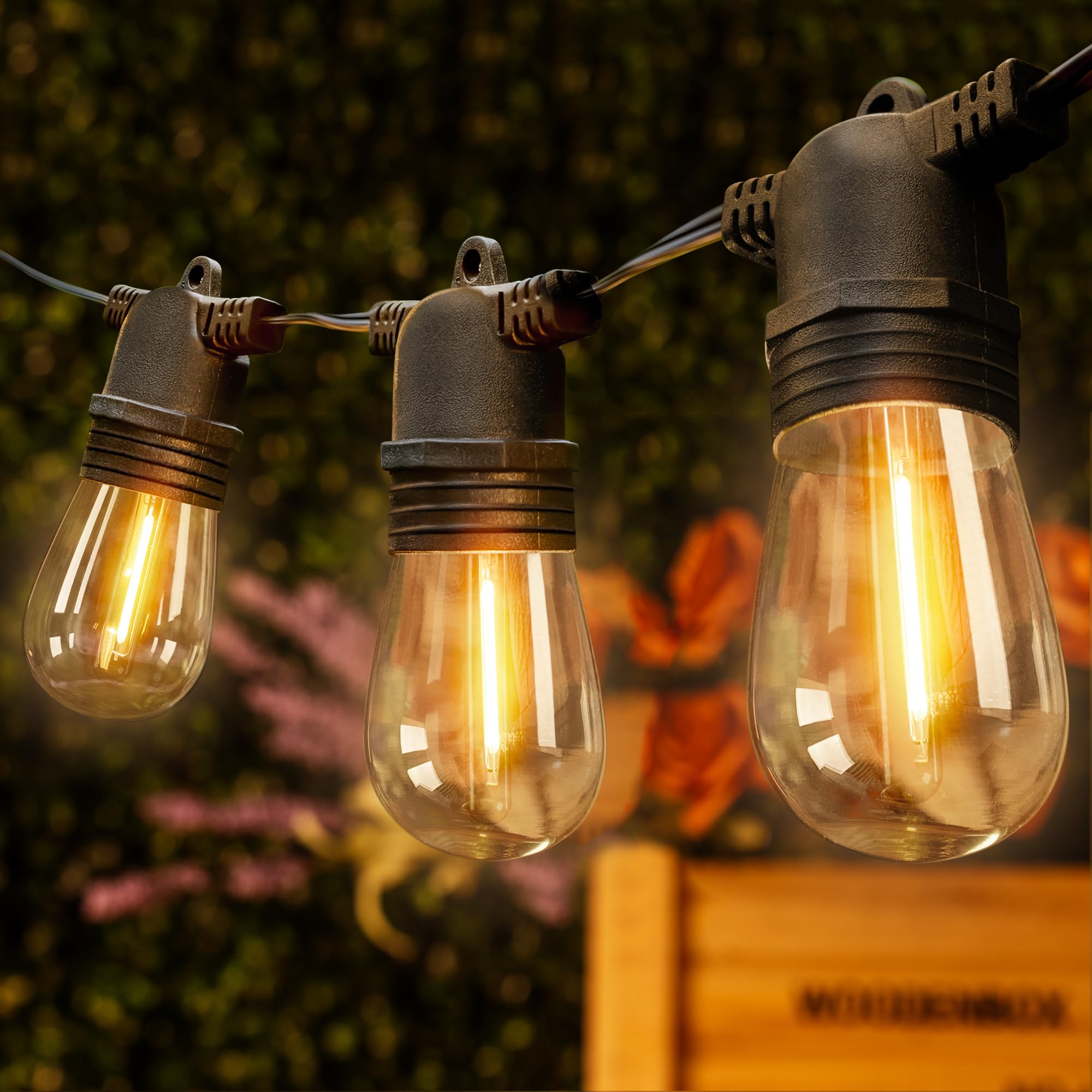 Ollny 25 FT Outdoor String Lights - Waterproof Connectable Patio Lights with 9+1 Shatterproof S14 Bulbs (1 Spare) - Perfect for Balcony, Porch, Yard, Garden & Backyard Decor - Ideal for Parties, Weddings & Outdoor Dining