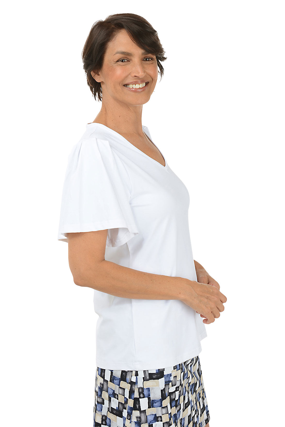 UPF50+ Sun Protection Flutter Sleeve Top - Women's Lightweight Summer Blouse for Beach, Pool & Outdoor Activities