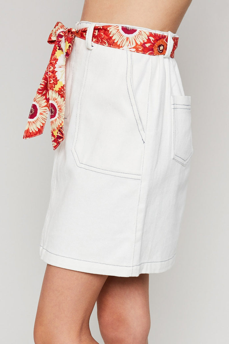 Stylish Contrast Tie Denim Mini Skirt for Women | High Waisted Distressed Denim Skirt | Perfect for Casual Outfits, Parties & Streetwear Fashion