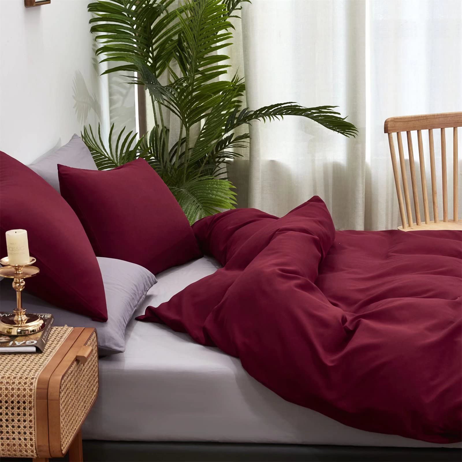 Houseri Burgundy Comforter Set - Twin Size Wine Red Bedding Set for Kids | Soft Quilt Blanket for Toddler Girls & Boys | Noble Bordeaux Red Comforter | Perfect for Nursery, Bedroom & Sleepovers