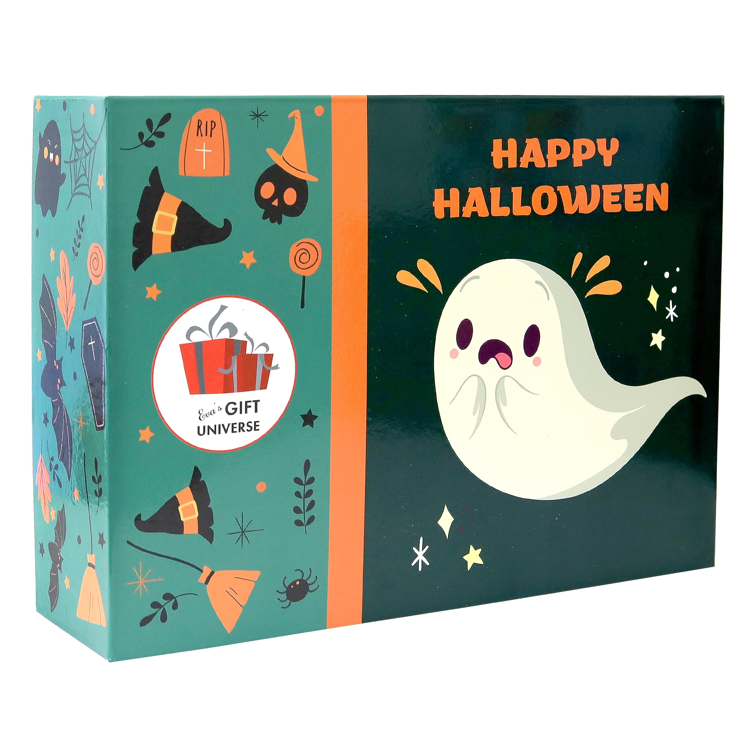 **Halloween Snacks Green Box (50 Count) – Assorted Cookies & Candy Care Package for Students, Friends, Family, Couples – Perfect Gift Basket for Parties, Trick-or-Treating & Office Celebrations**