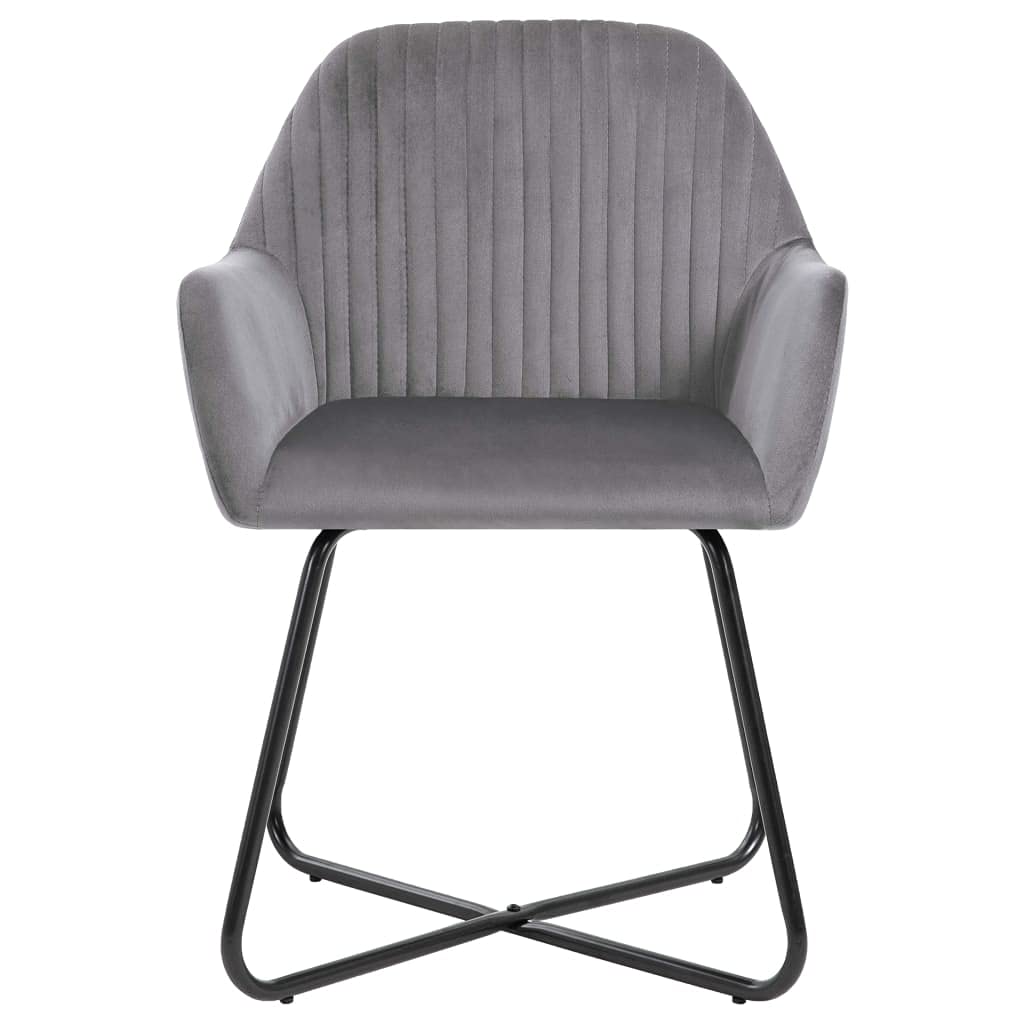 vidaXL 2-Piece Gray Velvet Upholstered Dining Chairs with Metal Legs - Modern Accent Chairs 24