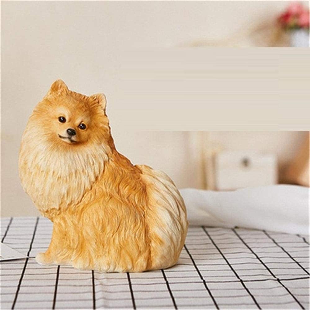 Handmade Resin Pomeranian Puppy Dog Statue - Realistic Animal Sculpture for Home Decor, Garden, and Gift Giving
