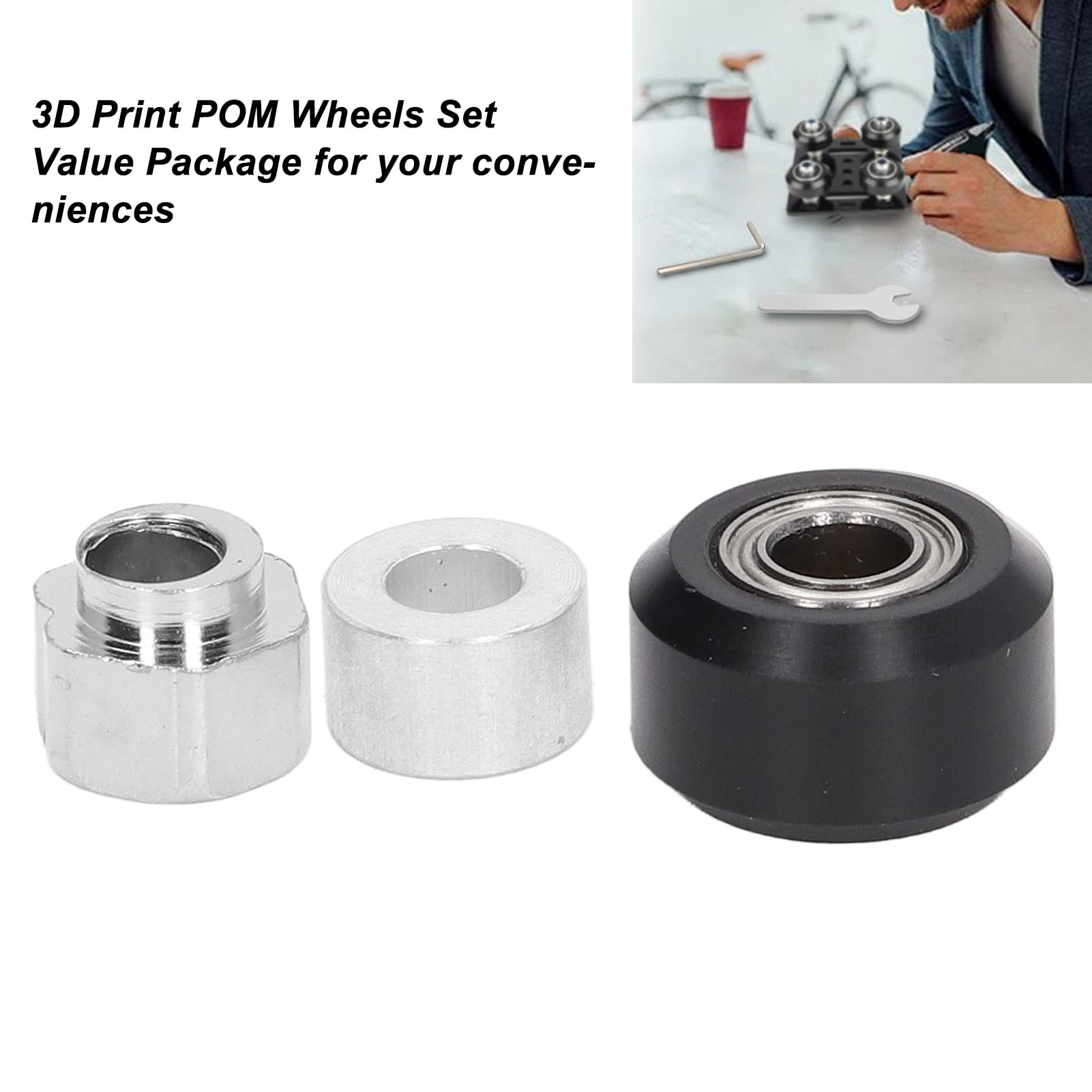 High-Quality 3D Printer POM Pulley Wheel Set with Rubber Bearing & Eccentric Spacer - Durable Round Column for Smooth 3D Printing (Black) - Perfect for DIY 3D Printer Maintenance & Upgrades