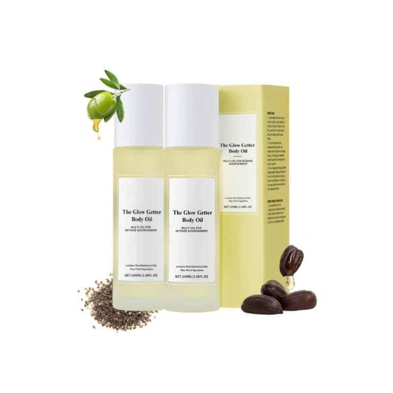 Glow Getter Hydrating Body Oil for Dry Skin - Nourishing Blend of Rose, Castor & Olive Oils - Moisturizing & Soothing Essential Massage Oil for Spa, Self-Care & Relaxation
