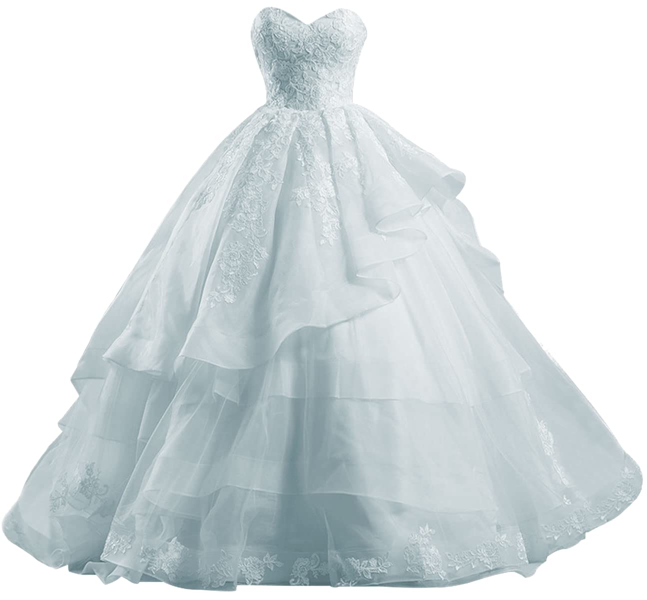 Elegant Strapless Lace Prom Dress Ball Gown for Quinceañera & Evening Events - Ruffled Tulle Formal Gown for Homecoming, Wedding, Party & Special Occasions