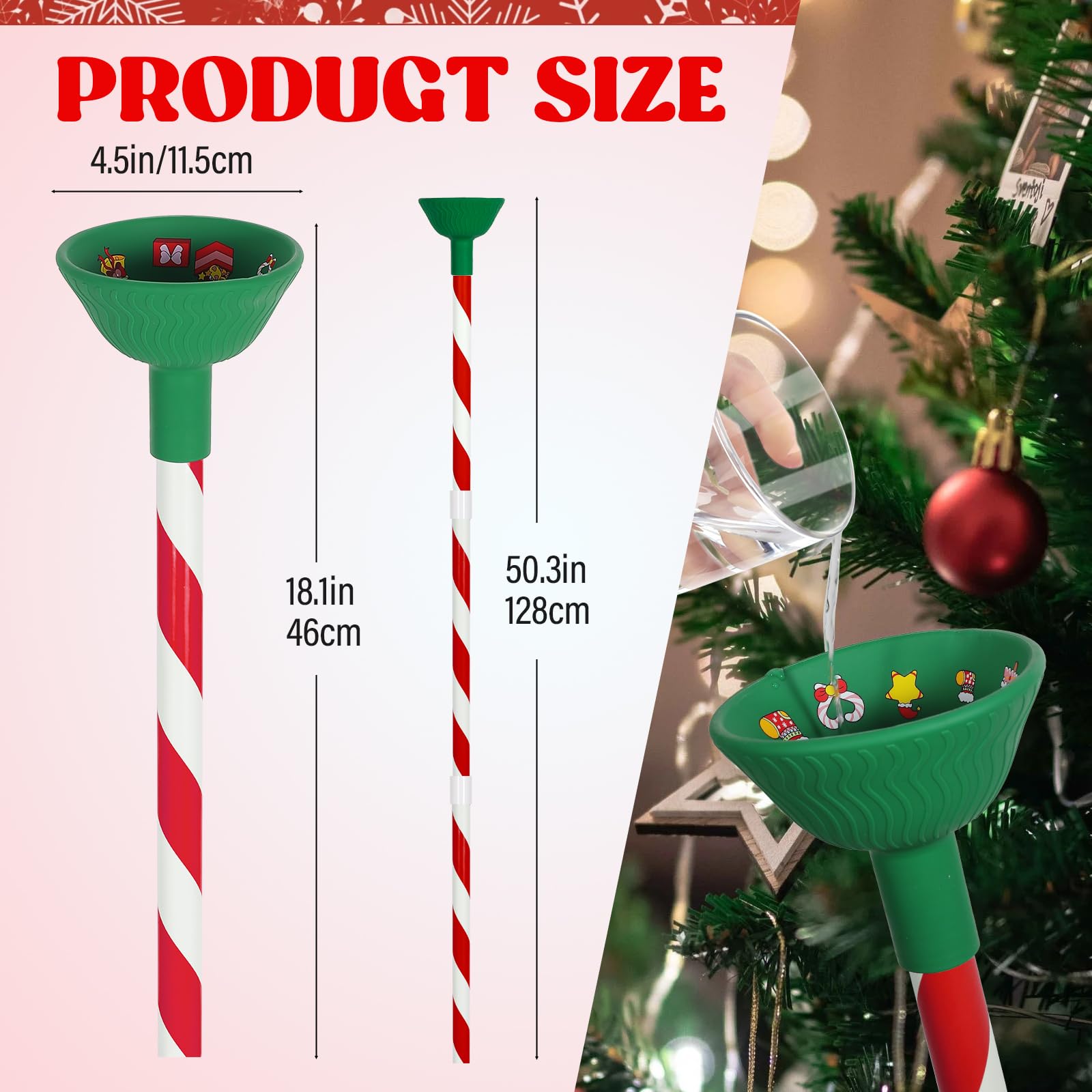 Christmas Tree Watering Funnel - Long Reach Watering System for Xmas Trees | Easy Holiday Tree Care & Maintenance | Perfect for Artificial & Real Christmas Tree Decorations (Green)