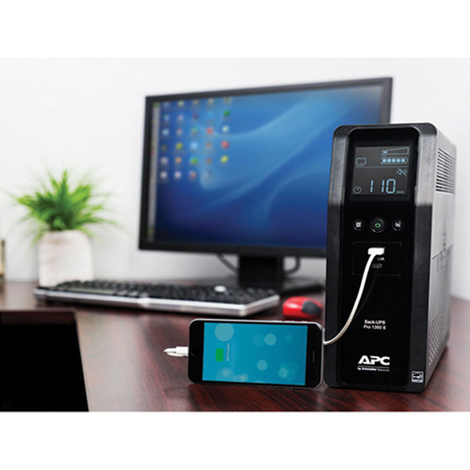 APC BR1350MS Back-UPS PRO BR Series 1350VA/810W Sine Wave Battery Backup with 10 Outlets - Power Protection for Home Office, Computer, Gaming PC & Electronics (1080J Surge Protection)