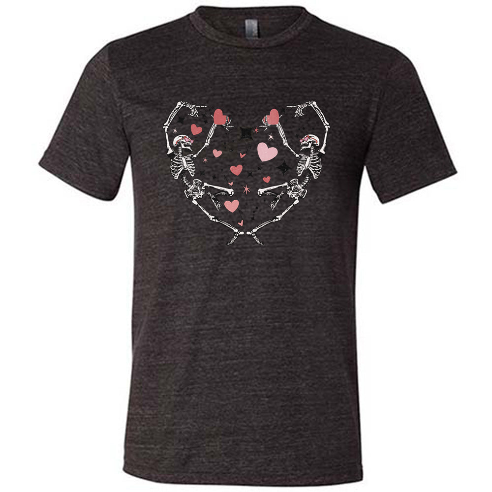 Unisex Skeleton Heart Print T-Shirt - Gothic Halloween Casual Wear for Men & Women