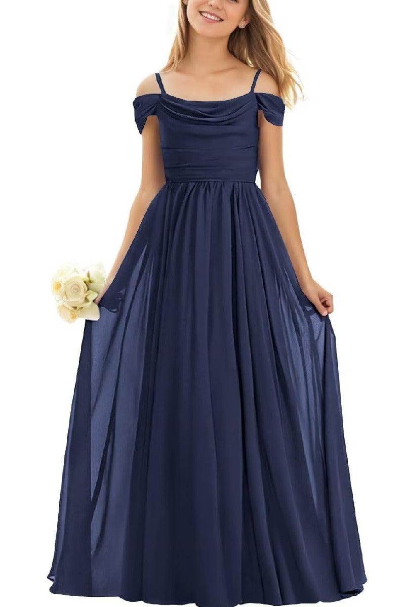 Elegant Floor-Length Chiffon Junior Bridesmaid Dress for Weddings | Formal Occasions & Special Events | B0DFVKW1HW