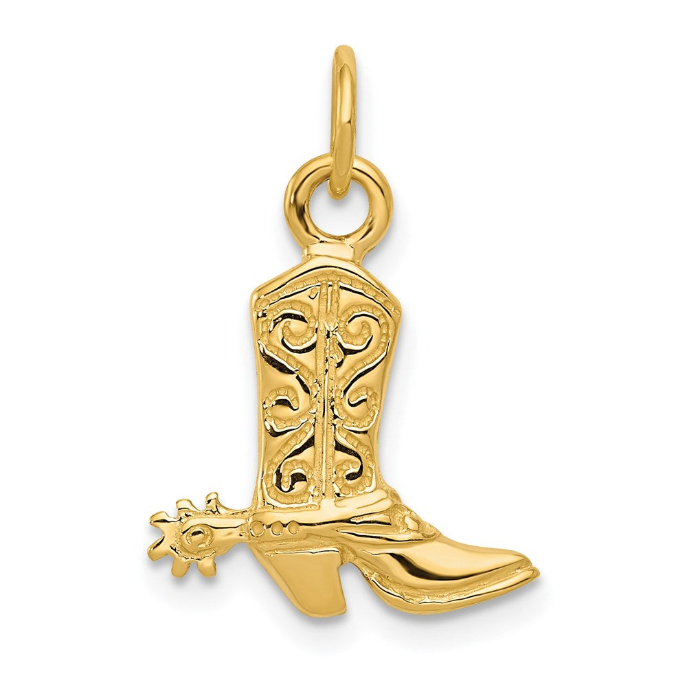 Gold Polished Western Cowboy Boot Pendant Necklace - Model D2928 - Perfect for Western Fashion, Cowboy Themed Parties & Country Music Events