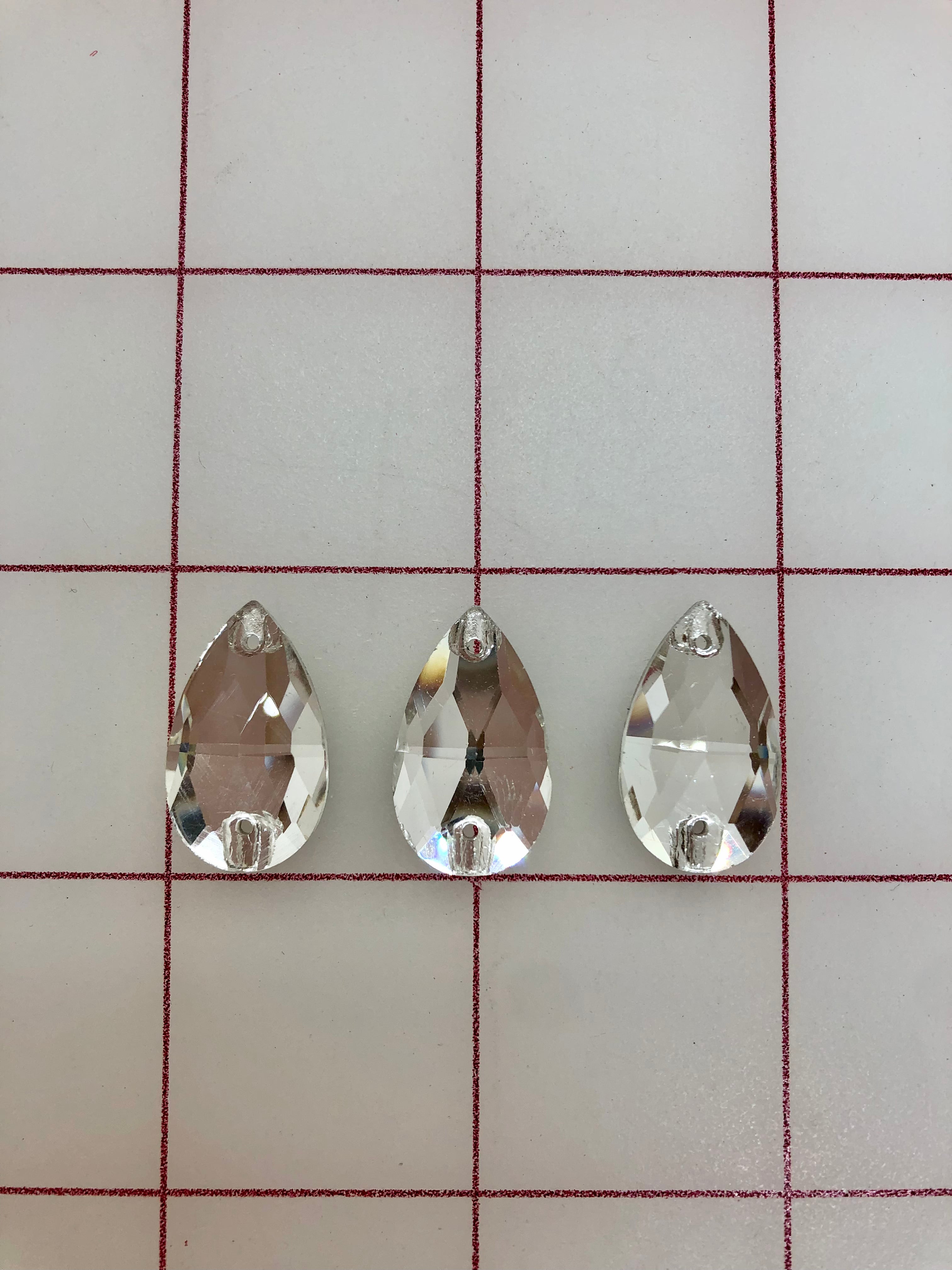 13x22mm Czech Bright Cut Crystal Pear Shape Rhinestones for Sewing - Perfect for DIY Jewelry, Wedding Dresses, and Costume Embellishments