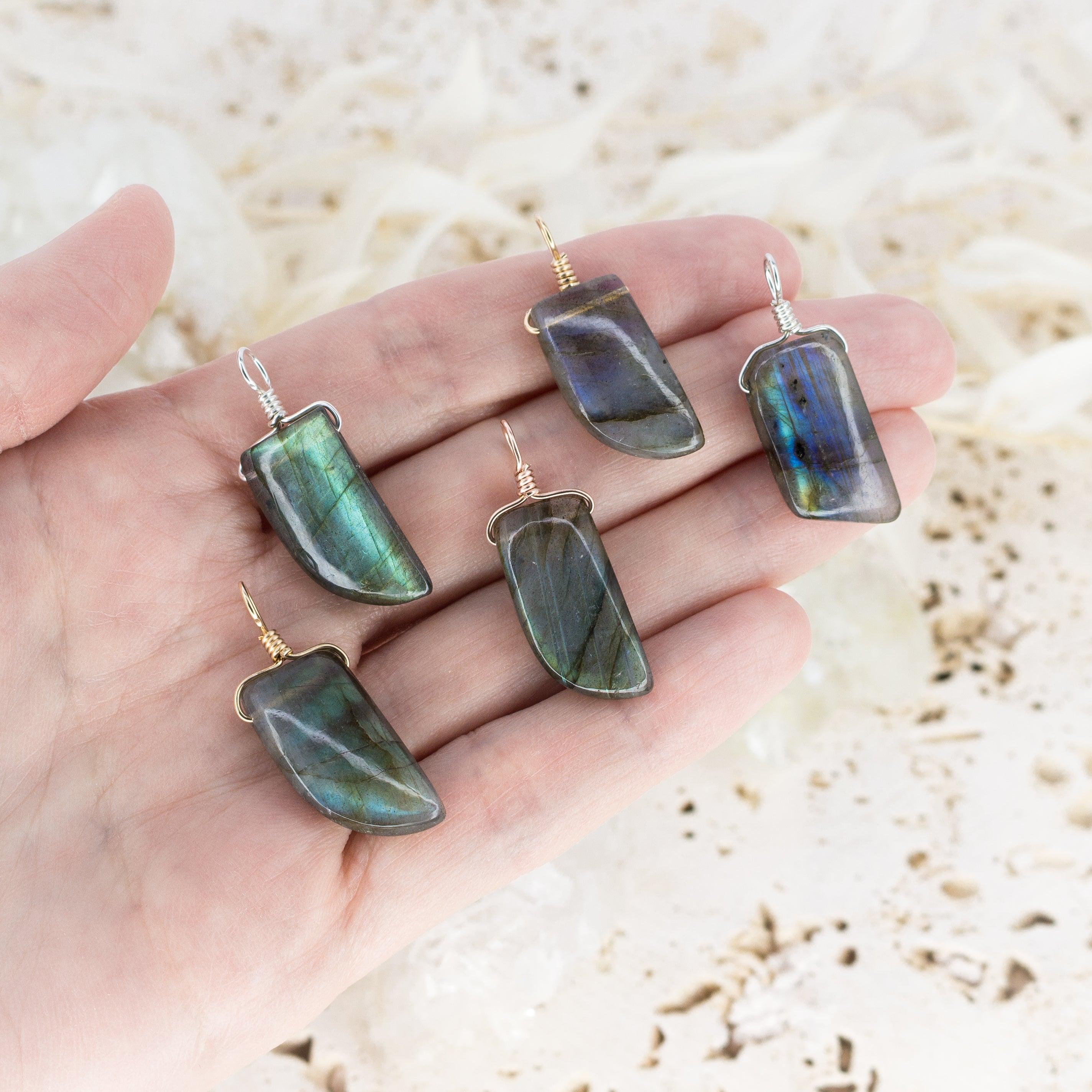 Natural Labradorite Crystal Pendant Necklace - Smooth Polished Stone with Gentle Point - Perfect for Meditation, Energy Healing & Spiritual Jewelry Gifts