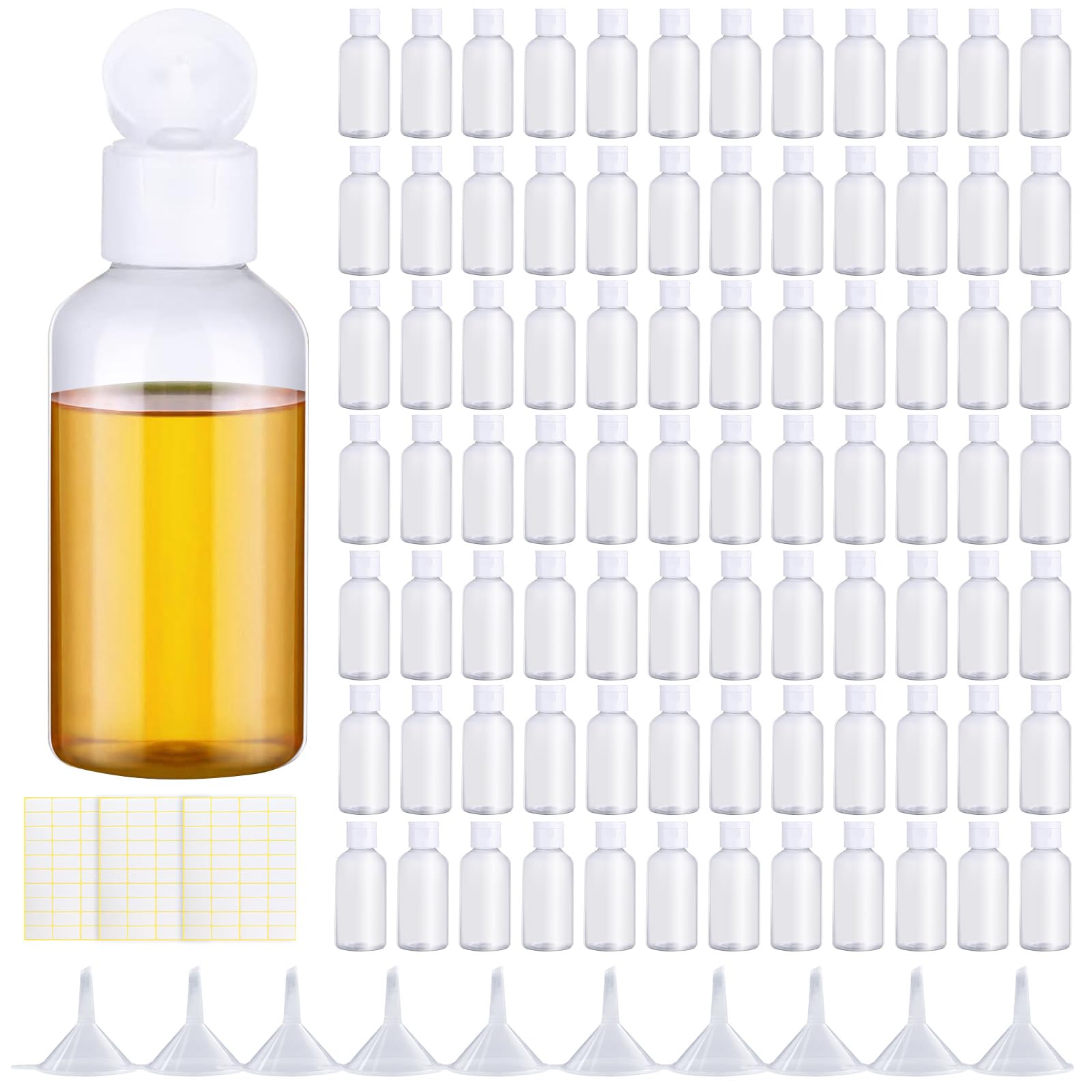 200 Pack 2 oz Clear Travel Plastic Bottles with Flip Cap - Small Empty Refillable Containers for Lotion, Shampoo & Toiletries - Perfect for Air Travel, Camping & Gym Essentials (BPA-Free)