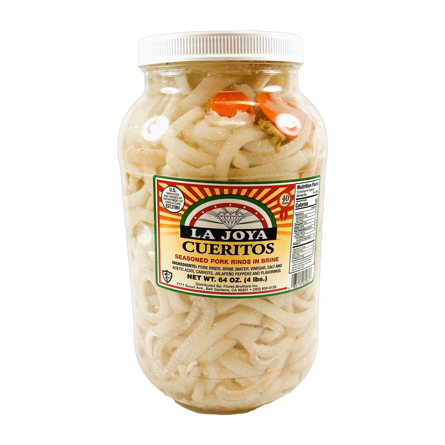 La Joya Cueritos Pork Rinds - 4lb Bottle | Crunchy Low-Carb Snack for Keto Diet, Party & Game Day | Gluten-Free Protein Chicharrones