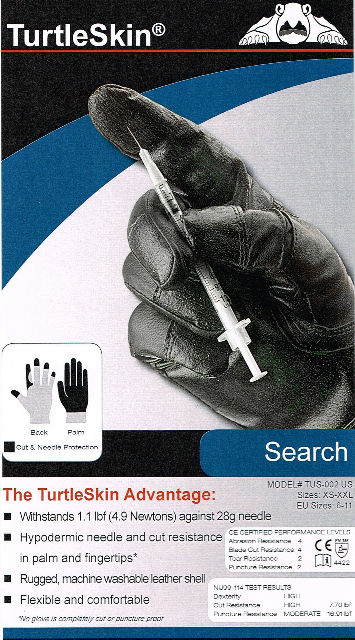Needle Resistant Search Gloves - Small, Black - Police & Tactical Gloves for Law Enforcement, Security & Outdoor Activities