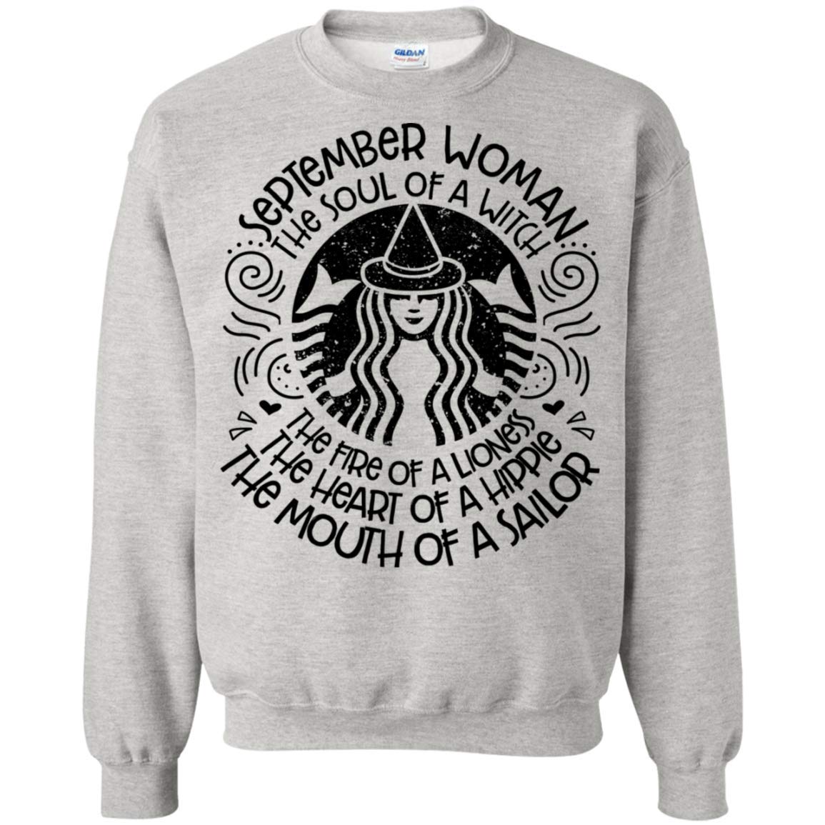 FunMore September Woman Sweatshirt - Soul of A Witch, Fire of A Lioness, Hippie Heart, Sailor Mouth - Cozy Fall Fashion, Casual Streetwear, Festival Outfit
