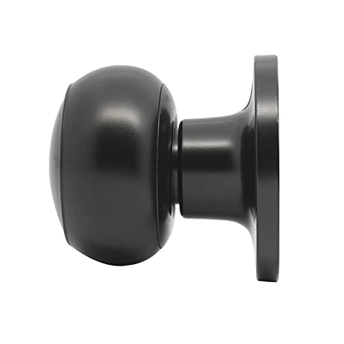 KNOBWELL 5 Pack Modern Matte Black Round Flat Door Knobs - Dummy Knob Set Without Lock or Keys - Ideal for Laundry Room, Hallway, Closet & Interior Doors