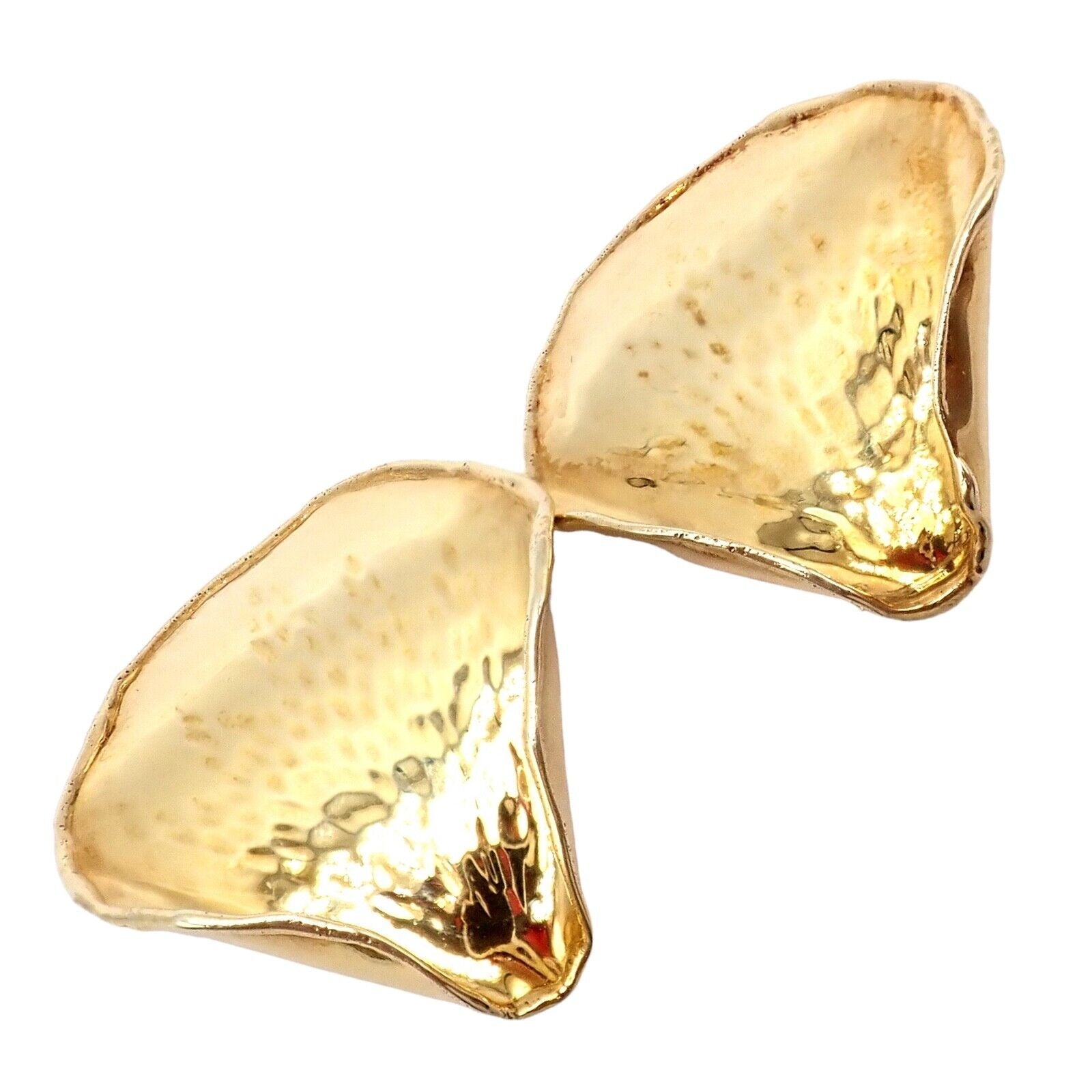 Authentic Tiffany & Co Angela Cummings 18k Yellow Gold Rose Petal Earrings Vintage 1979 - Elegant Jewelry for Weddings, Anniversaries & Special Occasions